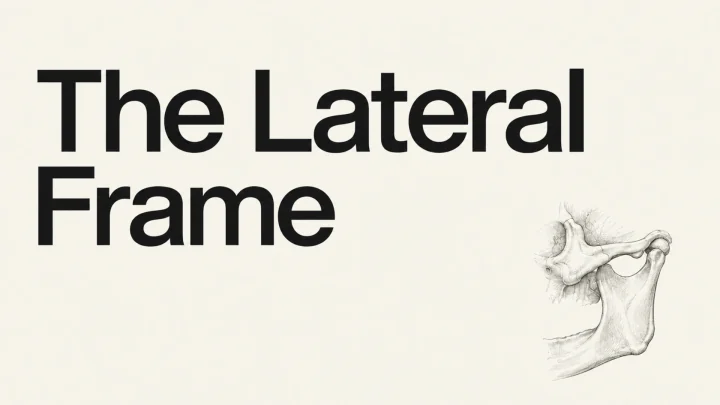 The Lateral Frame — cover, with a line drawing of the mandible and cheekbone arch