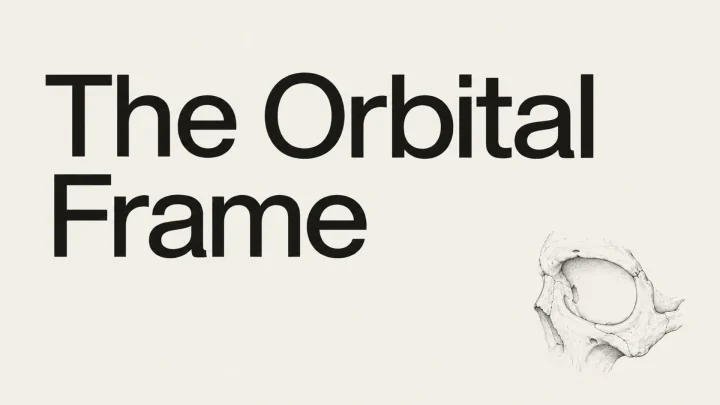 The Orbital Frame — cover, with a line drawing of the bony eye socket